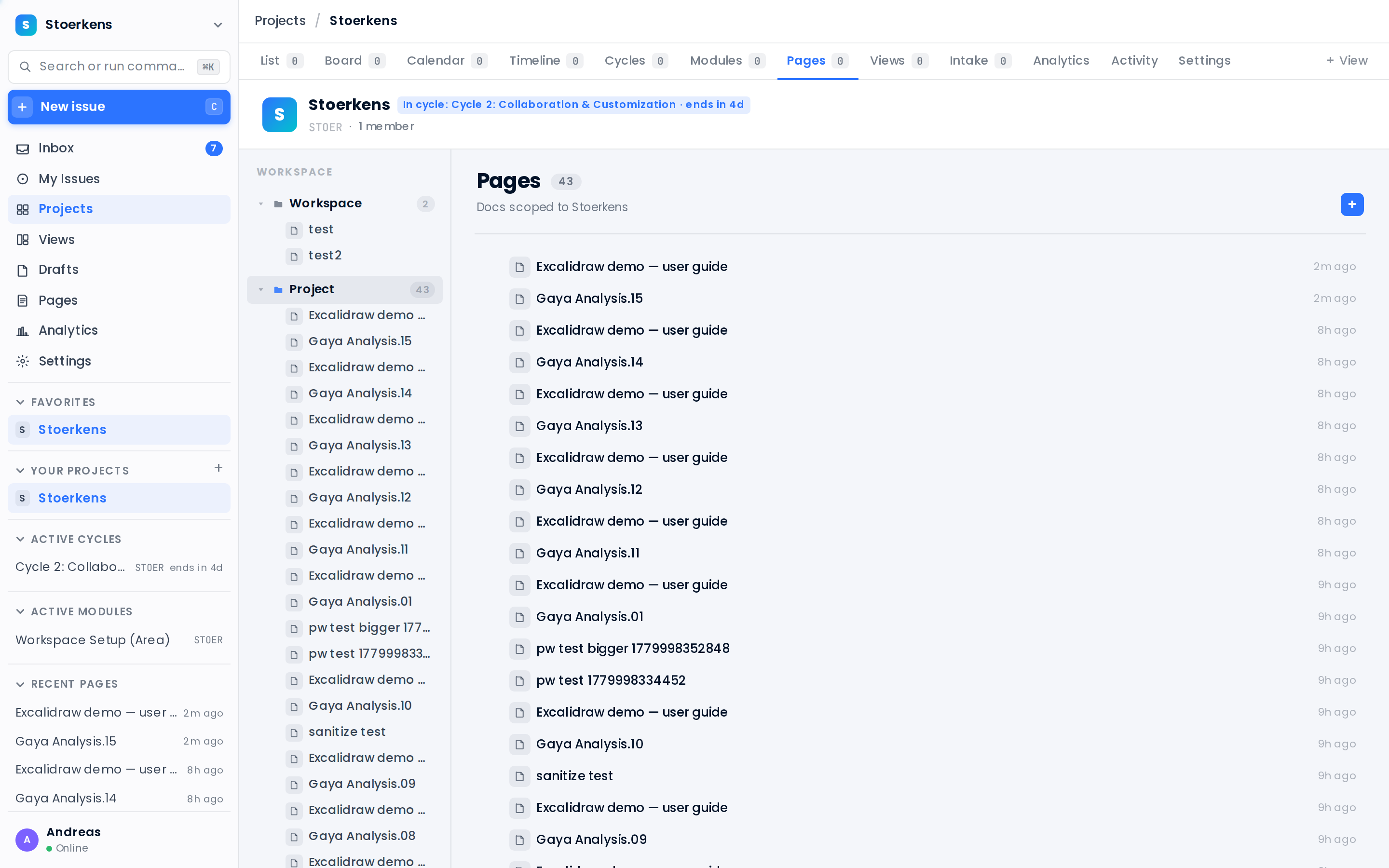 Pages tree